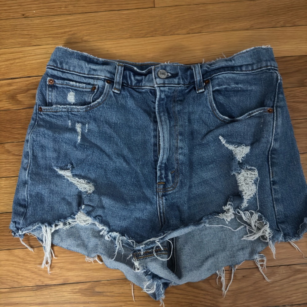 Abercrombie & Fitch Blue Jean Shorts Distressed Raw Hem